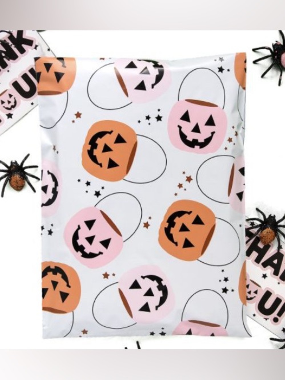 Halloween Polymailers - Pink & Orange Jack-O'-Lantern Design (12)